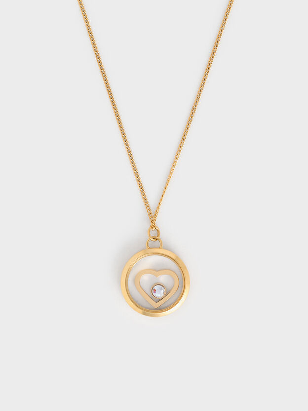 Malorie Crystal Heart Necklace, Gold, hi-res