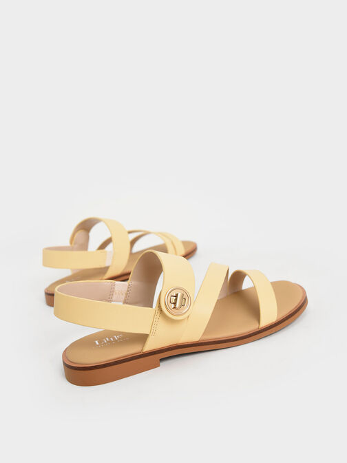 Girls' Yara Metallic Buckle Sandals, Yellow, hi-res