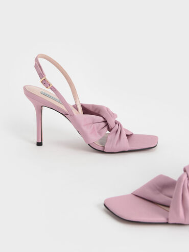 Cotton Knotted Slingback Sandals, Light Pink, hi-res