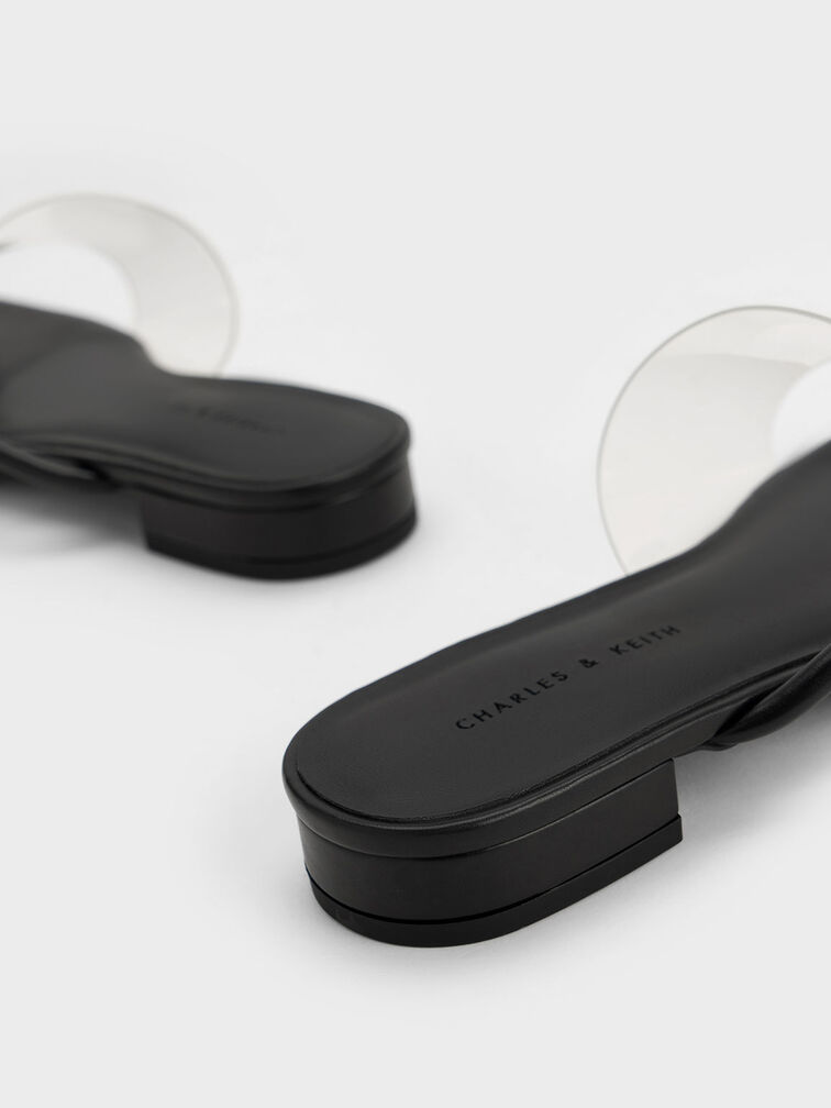 Transparent Thong Sandals, Black, hi-res