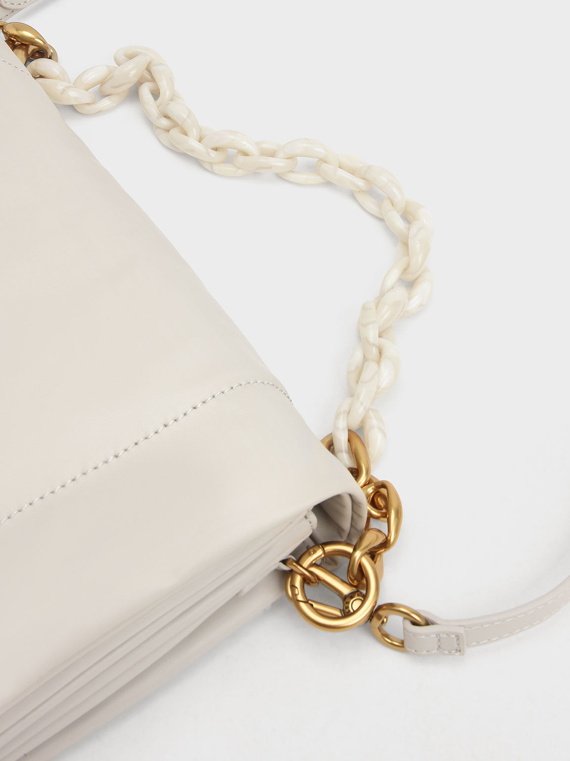 Evelynn Push-Lock Shoulder Bag, Light Grey, hi-res