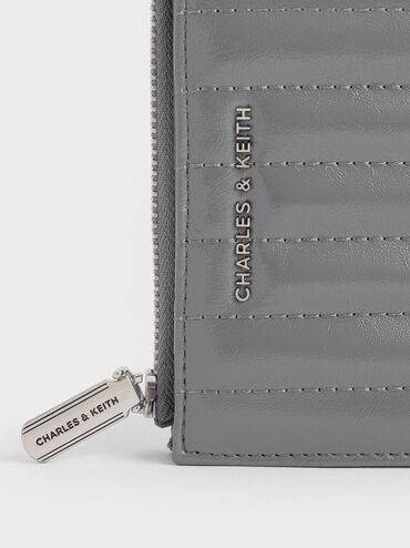 Cartera Donna efecto arrugado con cremallera y paneles, Gris, hi-res