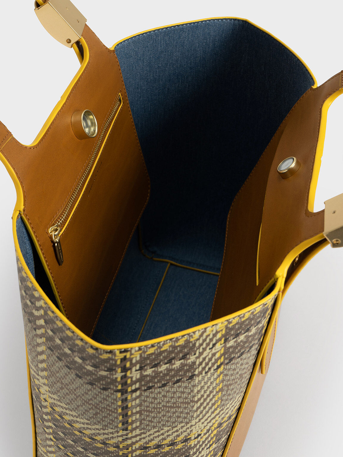 Altea Check-Print Tote Bag, Yellow, hi-res