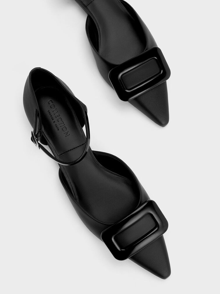 Rosalie Leather D'Orsay Flats, Black, hi-res