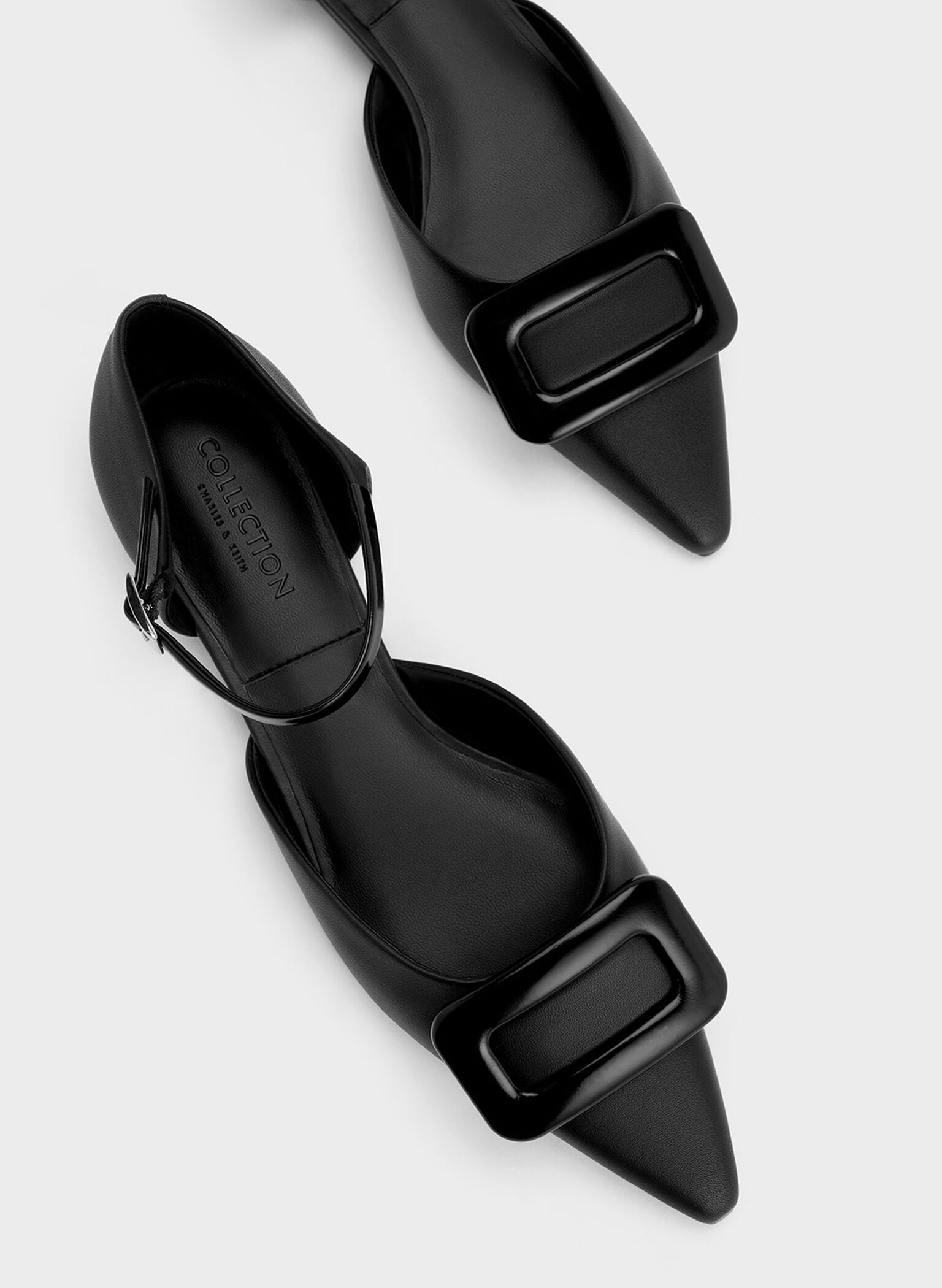 Rosalie Leather D'Orsay Flats, Black, hi-res