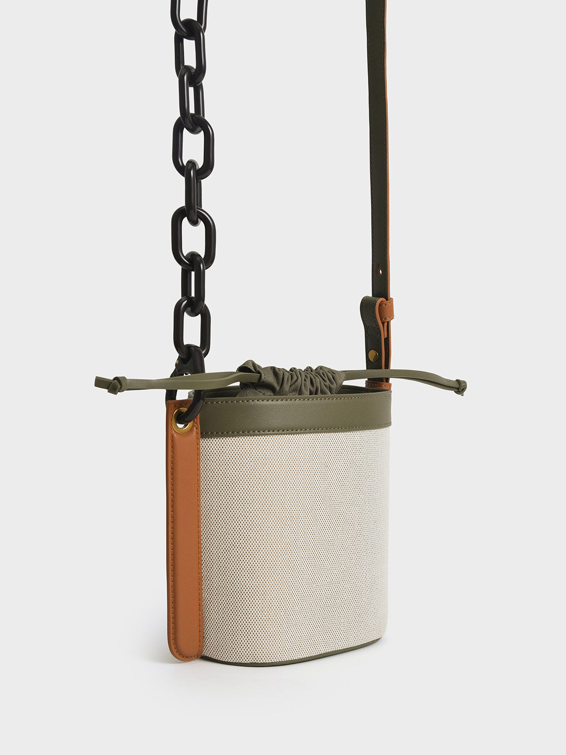Alden Chain-Link Canvas Drawstring Bucket Bag, Multi, hi-res