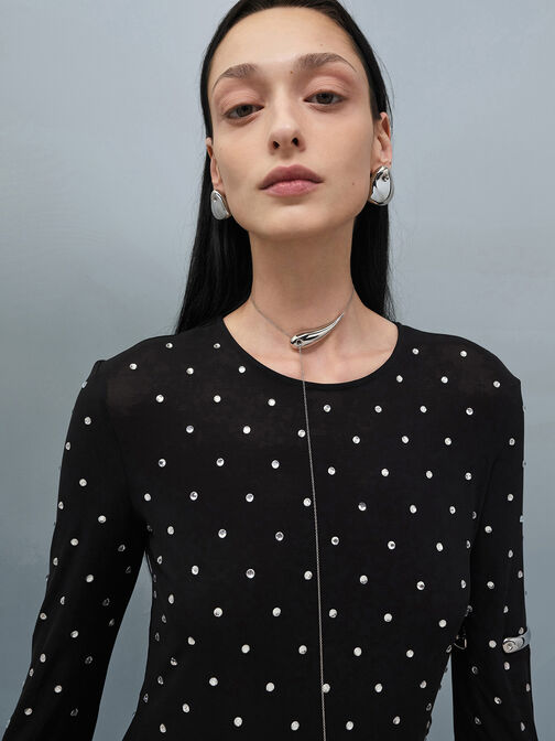 Eimear Sculptural Asymmetrical Necklace, Silver, hi-res
