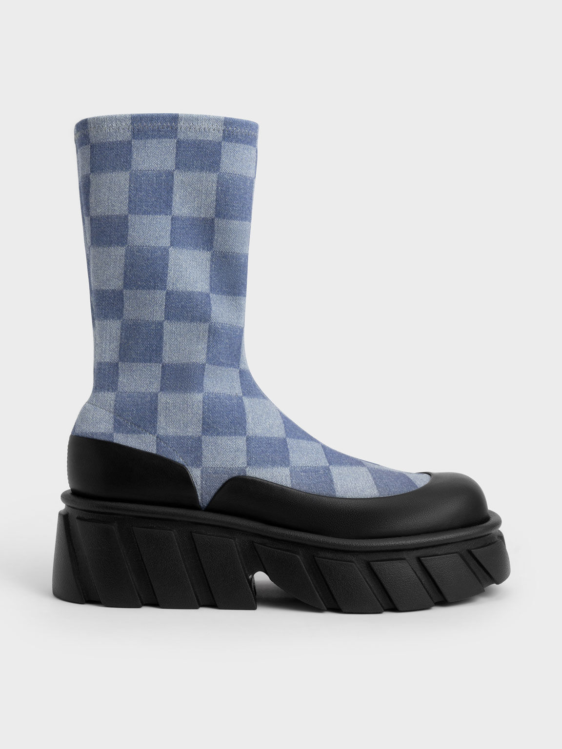 Aberdeen Denim Checkered Platform Boots, Multi, hi-res