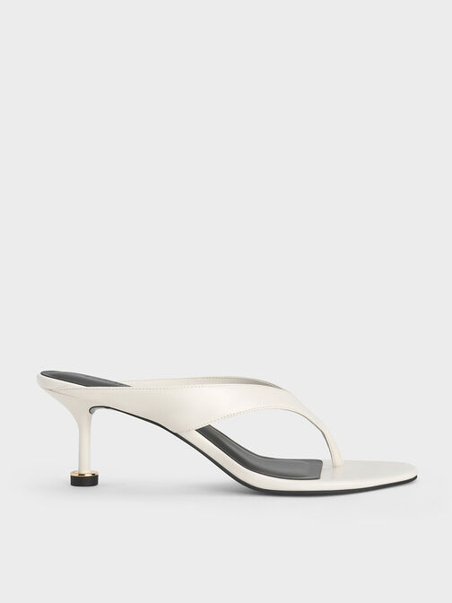 Wynn Sculptural-Heel Thong Sandals, White, hi-res