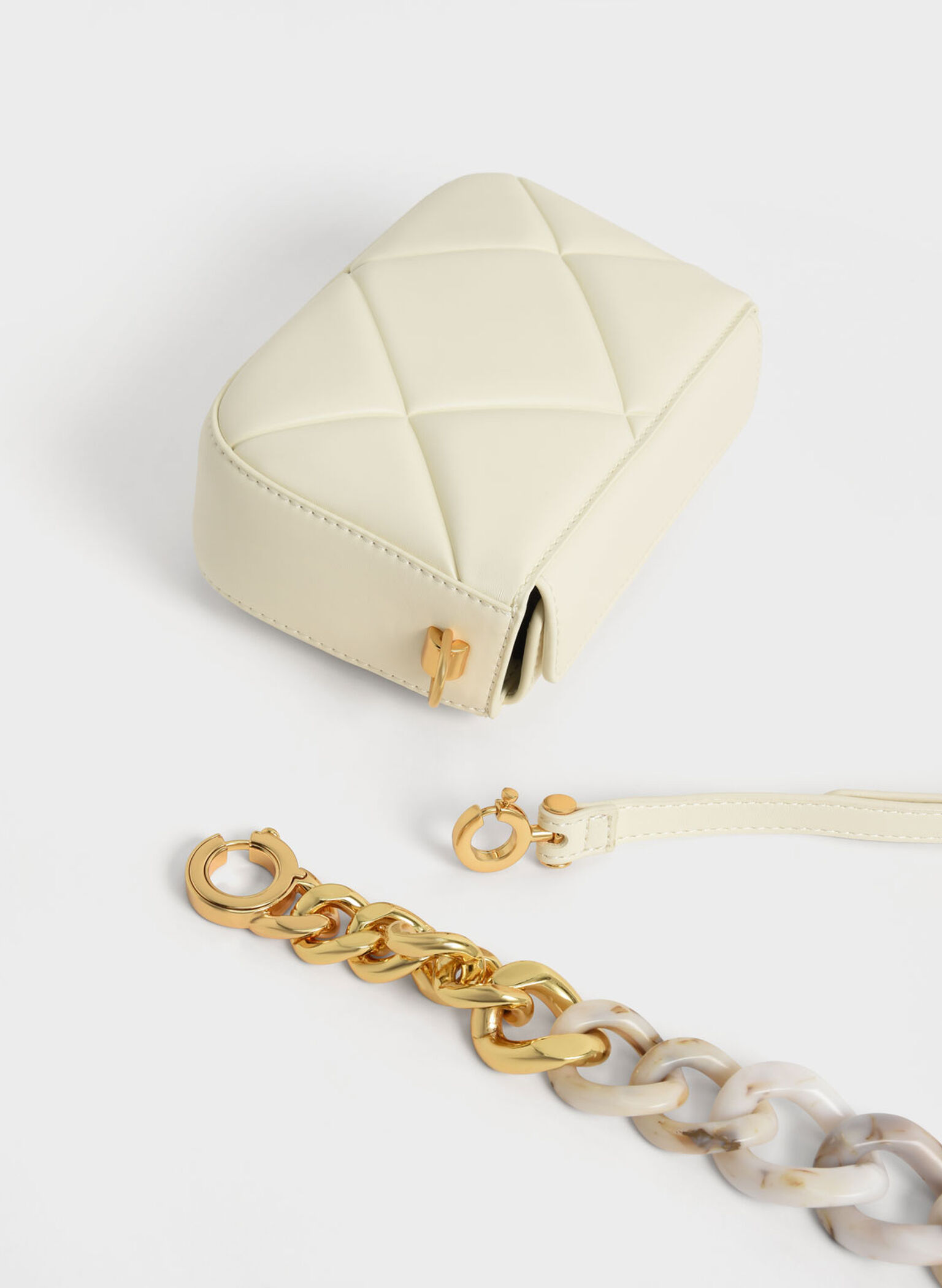 Mini Danika Chunky Chain Padded Bag, Cream, hi-res