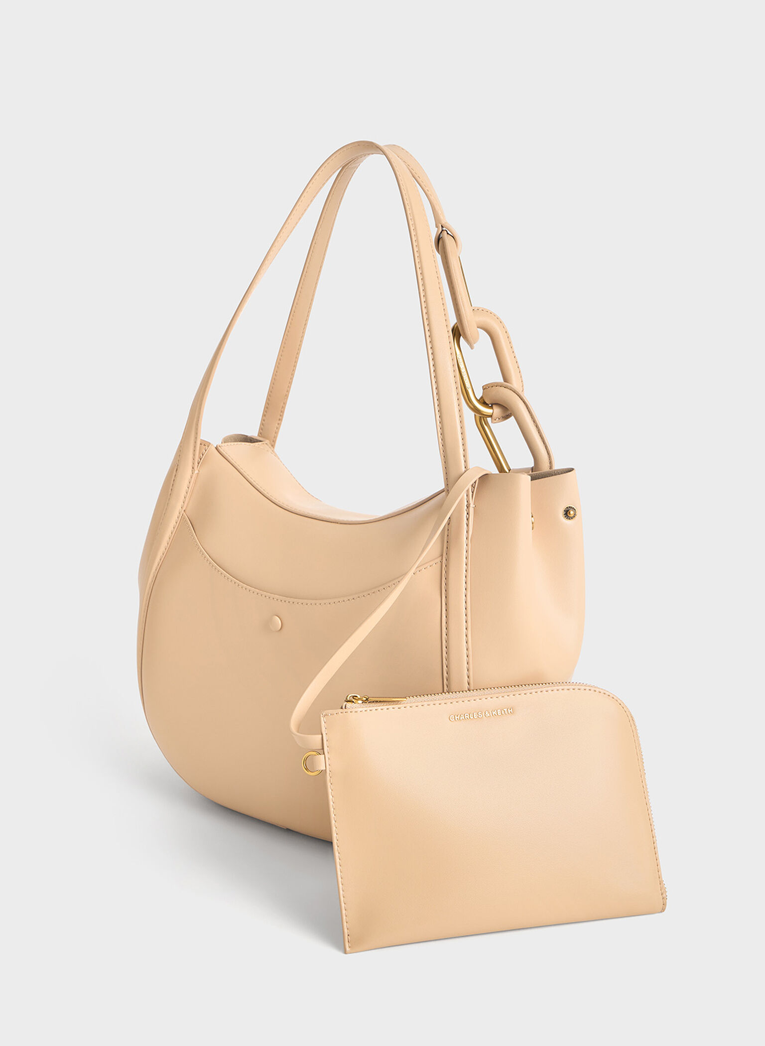 Kora Metallic-Accent Tote Bag, Beige, hi-res