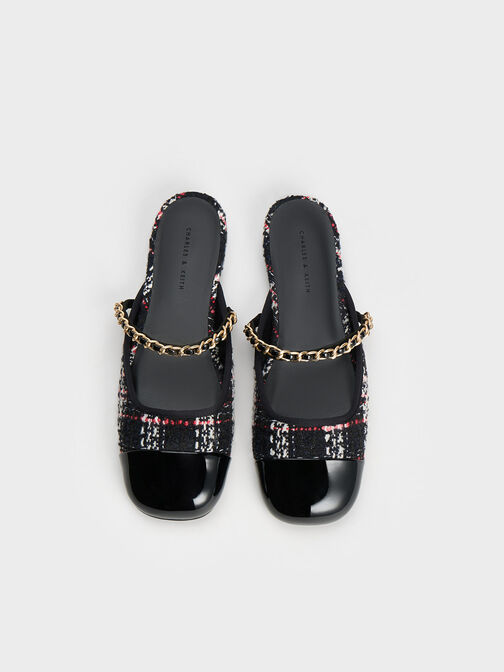 Patent & Tweed Chain-Strap Mules, Multi, hi-res