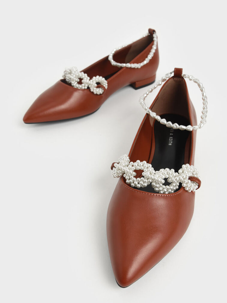 Beaded Mary Jane Flats, Cognac, hi-res