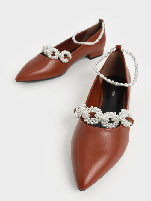 Beaded Mary Jane Flats, Cognac, hi-res