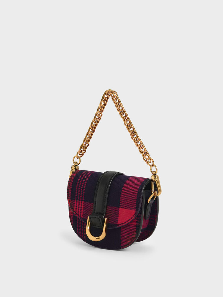 Tartan Print Micro Gabine Saddle Bag, Multi, hi-res