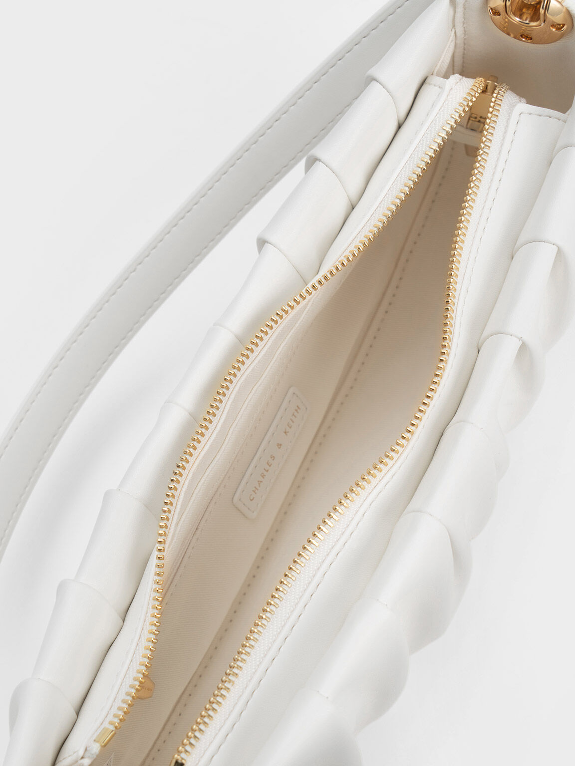 Aldora Ruched Shoulder Bag, White, hi-res