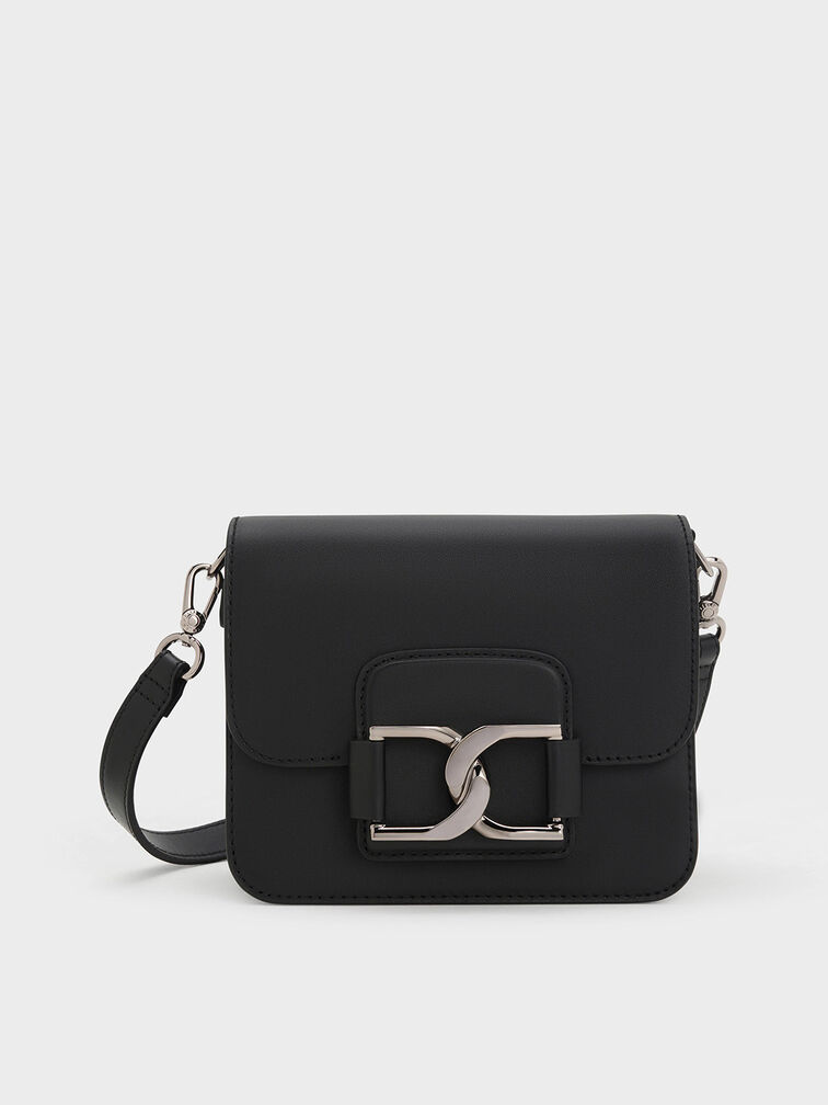 Black Gabine Saddle Bag - CHARLES & KEITH US