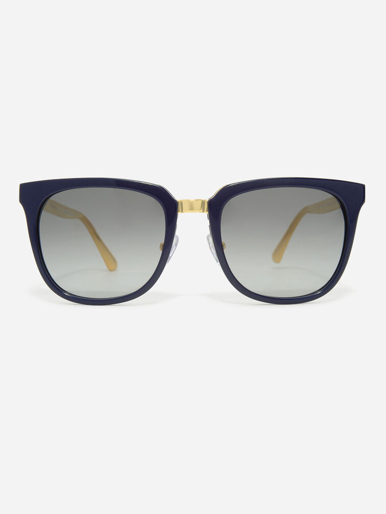 Acetate Frame Wayfarer Sunglasses, Navy, hi-res