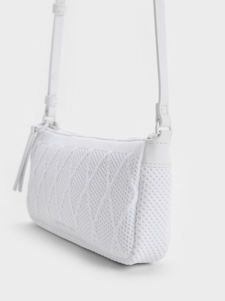 Geona Knitted Phone Pouch, White, hi-res