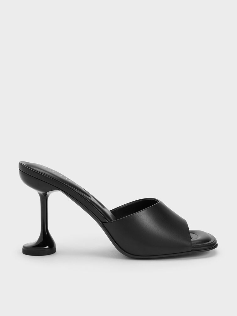 Celestine Sculptural Heel Mules, Black, hi-res