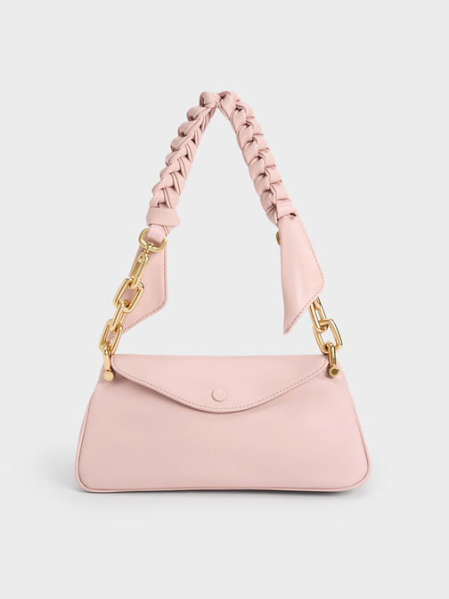 Cleona Braided Handle Hobo Bag, Light Pink, hi-res