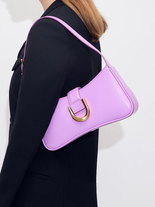 Gabine Curved Shoulder Bag, Violet, hi-res