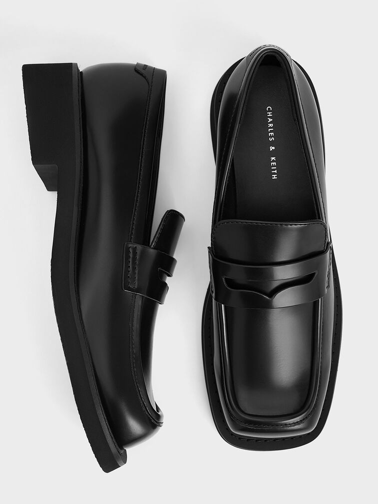 Monique Square-Toe Loafers, Black Box, hi-res