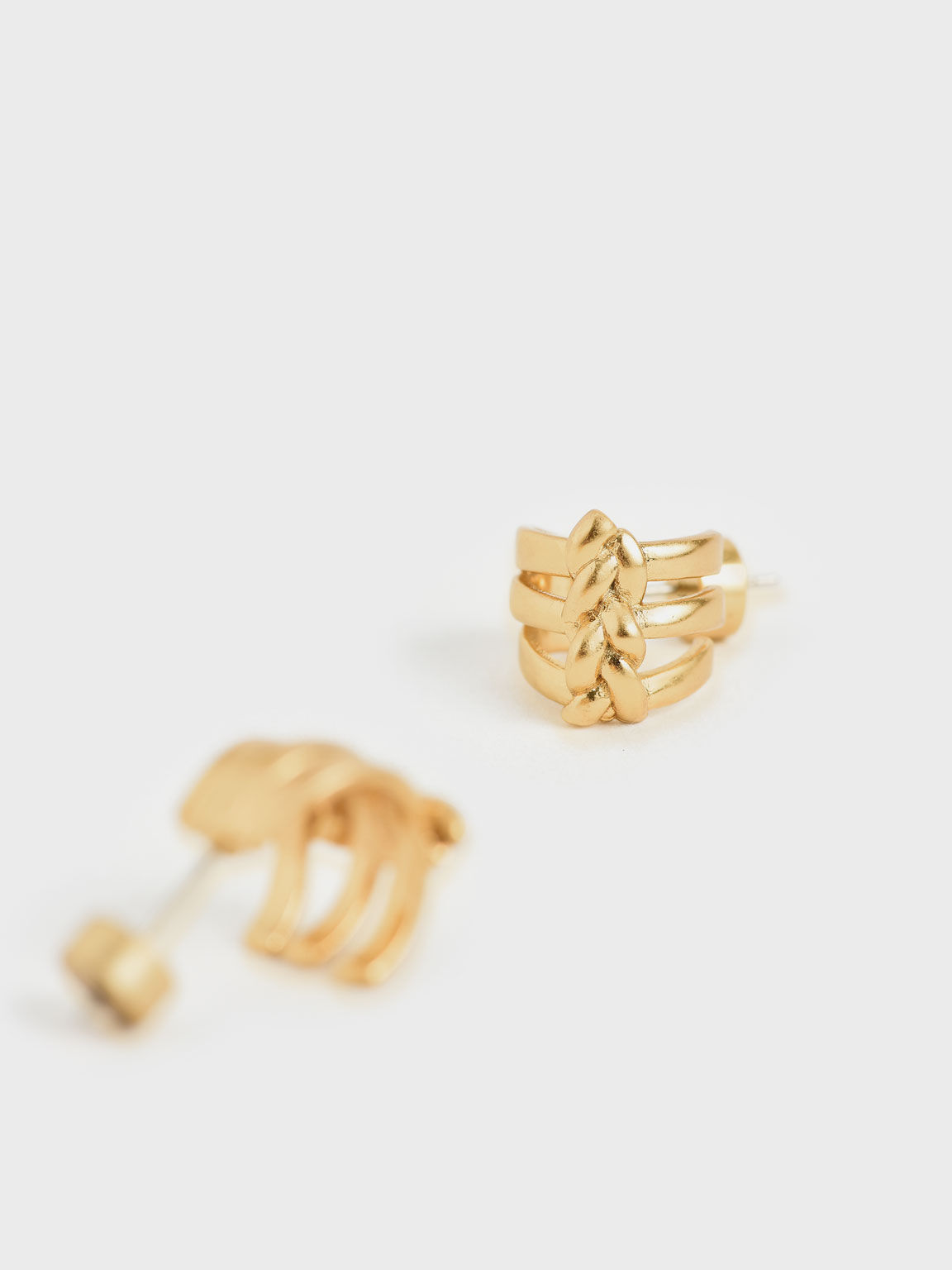 Sculptural Stud Earrings, Brush Gold, hi-res