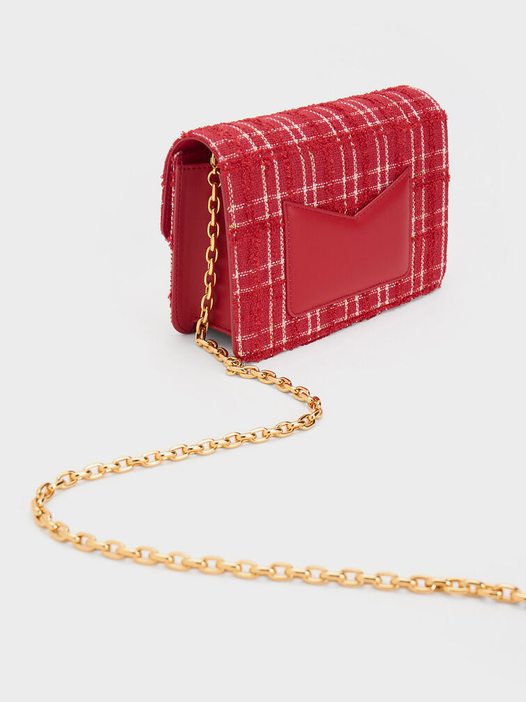 Eudora Tweed Boxy Bag, Red, hi-res