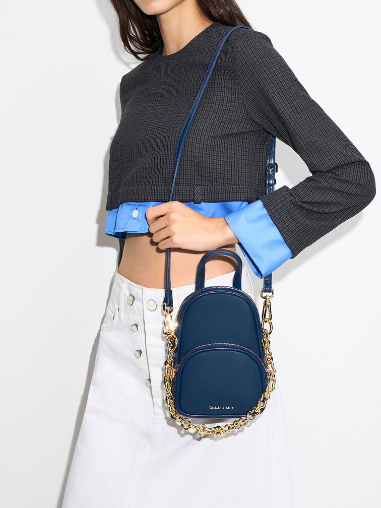 Minka Double Pocket Crossbody Bag, Navy, hi-res