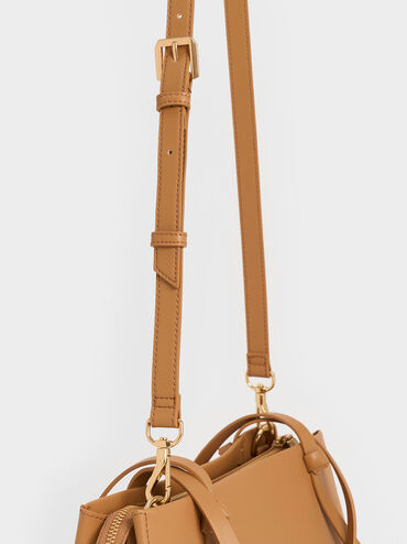 Bolso tote geométrico Midori, Camel, hi-res