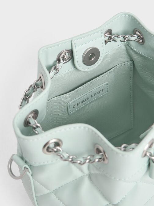 Quilted Two-Way Bucket Bag, Sage Green, hi-res