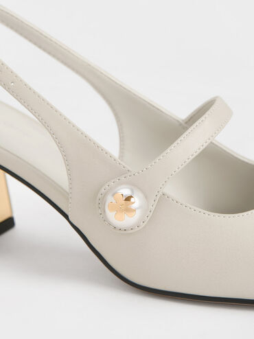 Aeryn Pearl-Embellished Slingback Pumps, Chalk, hi-res
