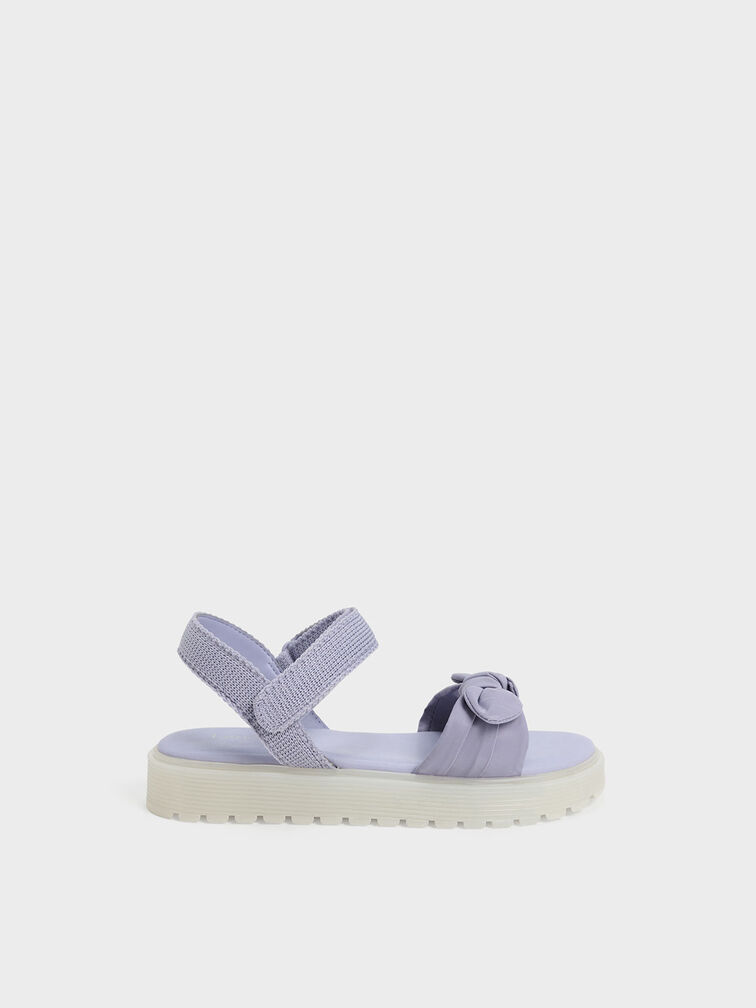 Girls' Nylon Knotted Sandals, Lilac, hi-res