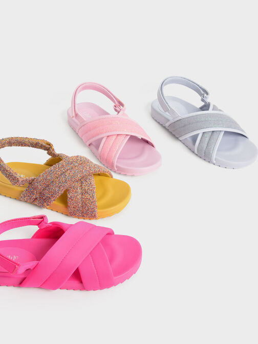 Girls' Padded Back-Strap Sandals, Fuchsia, hi-res