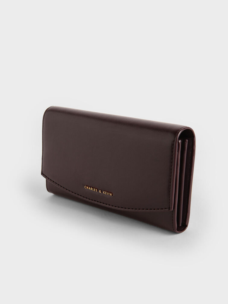Briony Curved Flap Long Wallet, Dark Oak, hi-res