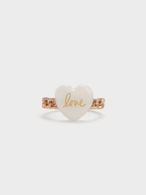 "Love" Heart Braided Ring, Gold, hi-res