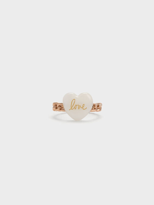 "Love" Heart Braided Ring, Gold, hi-res