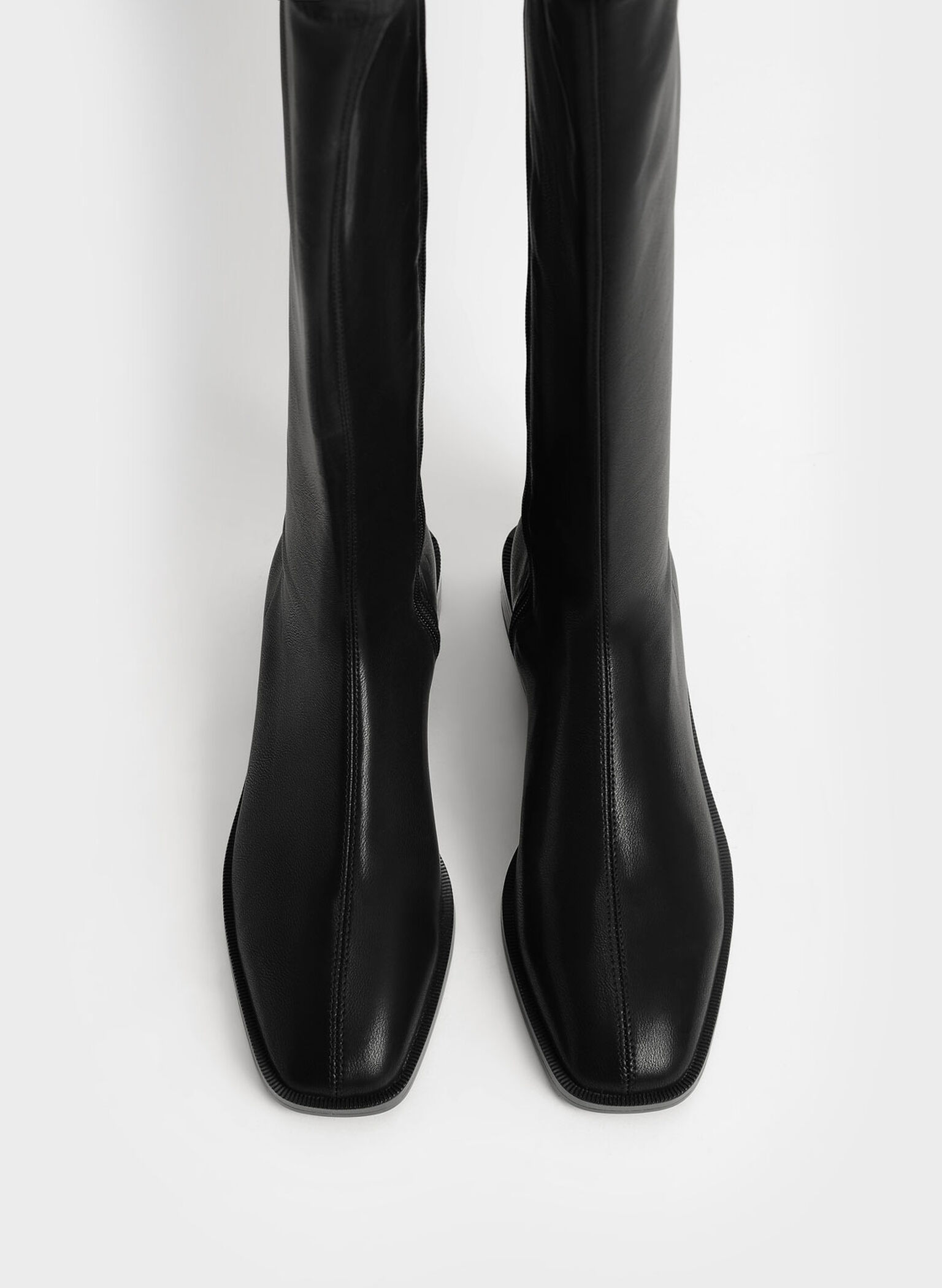 Sasky Knee High Flat Boots, Black, hi-res