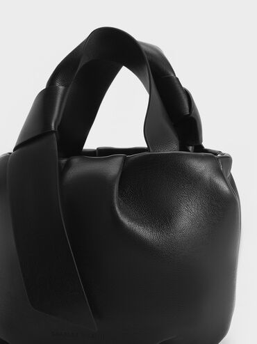 Toni Knotted Ruched Bag, Noir, hi-res