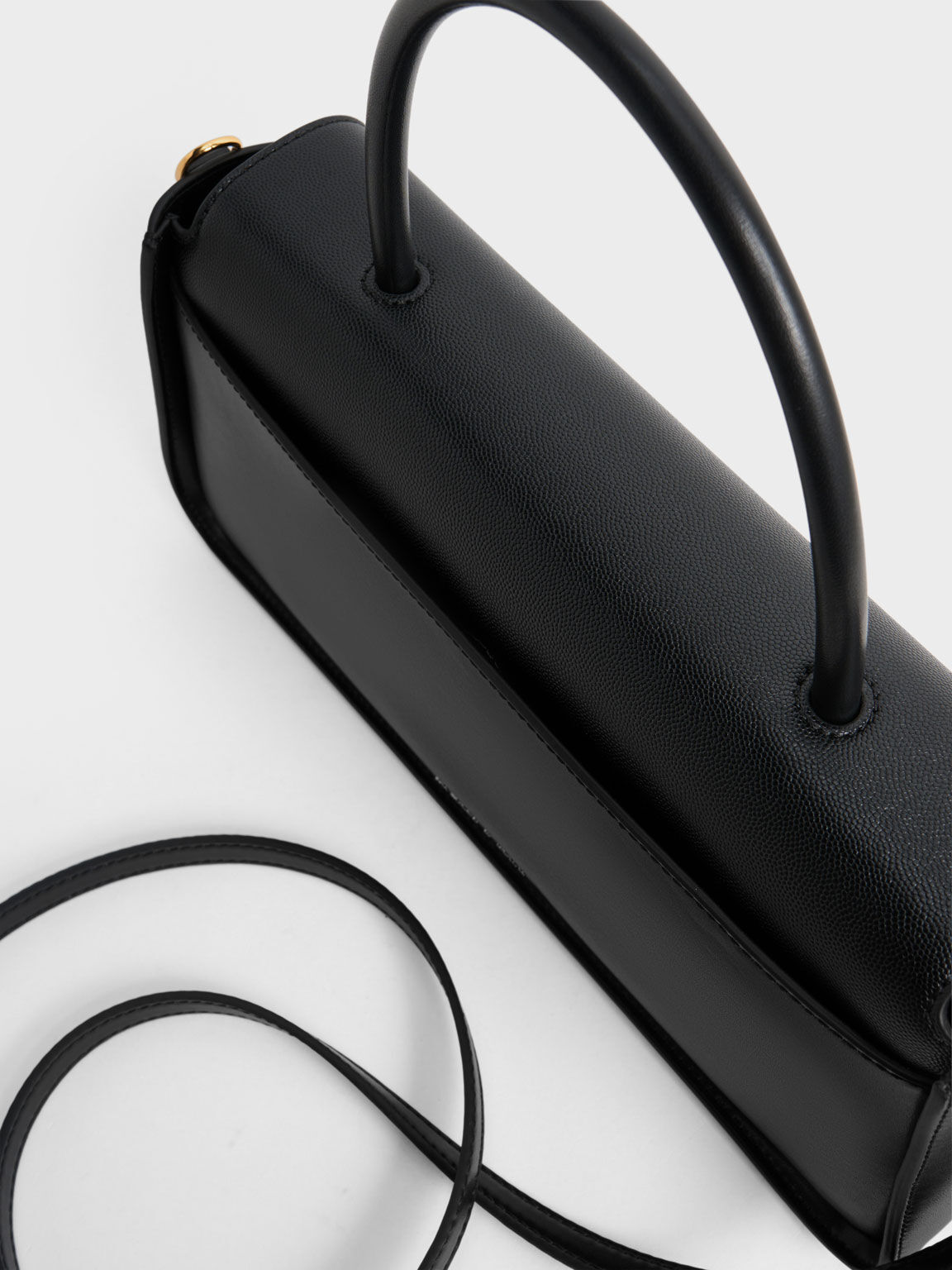 Avis Elongated Handle Trapeze Bag, Black, hi-res