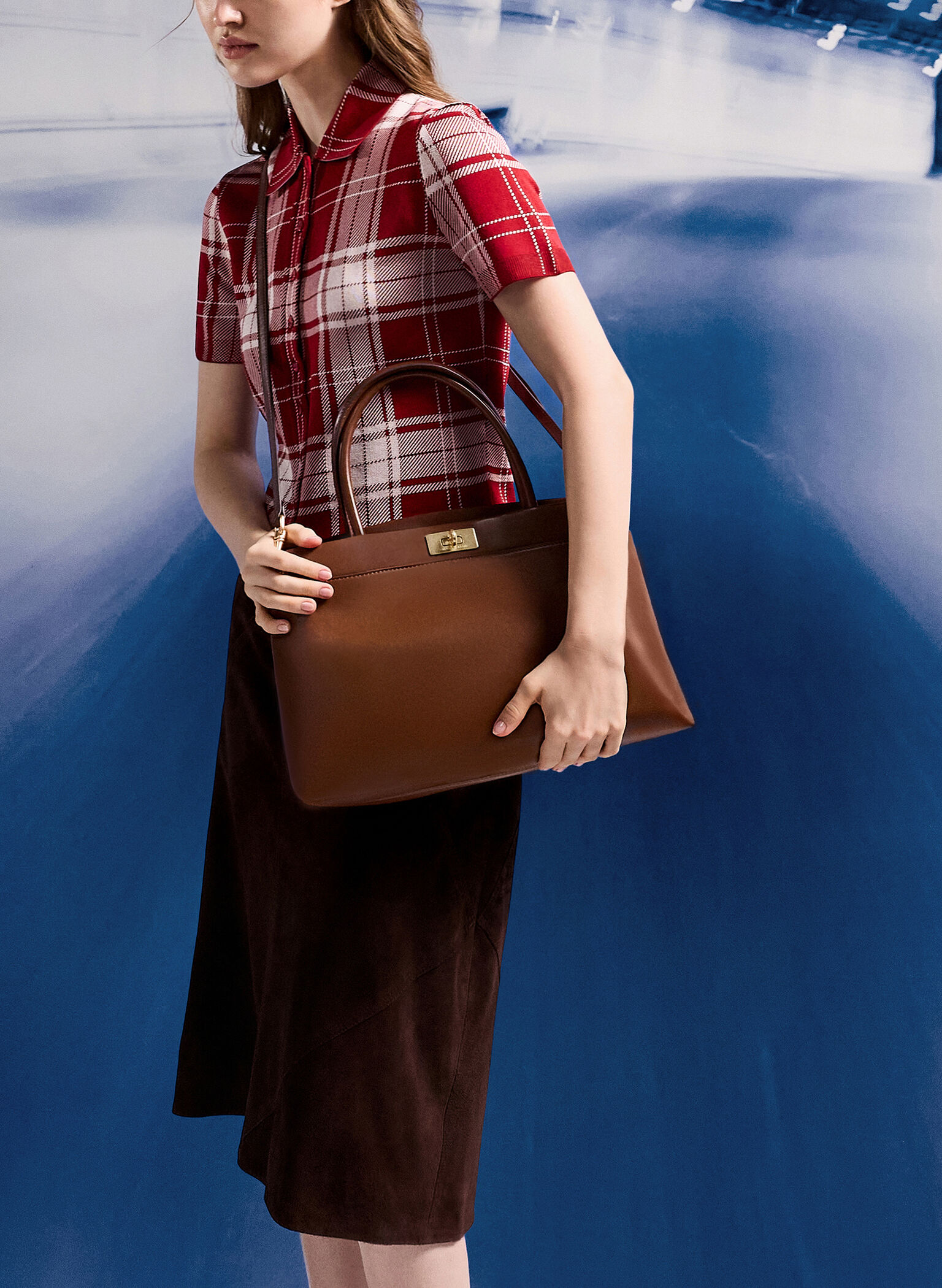 Lennie Top Handle Satchel Bag, Dark Brown, hi-res