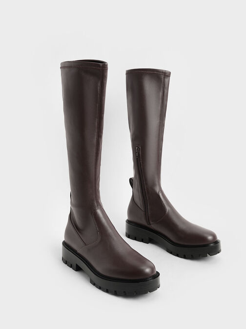 Knee-High Boots, Dark Brown, hi-res