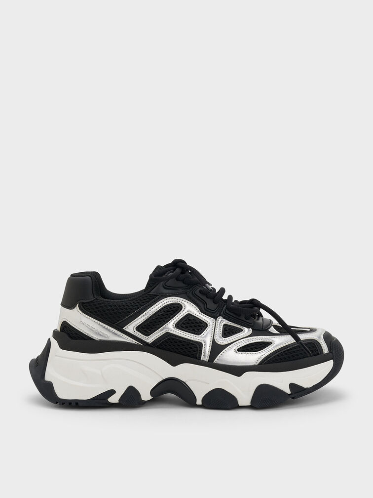 Gaskell Metallic Mesh Chunky Sneakers, Black, hi-res