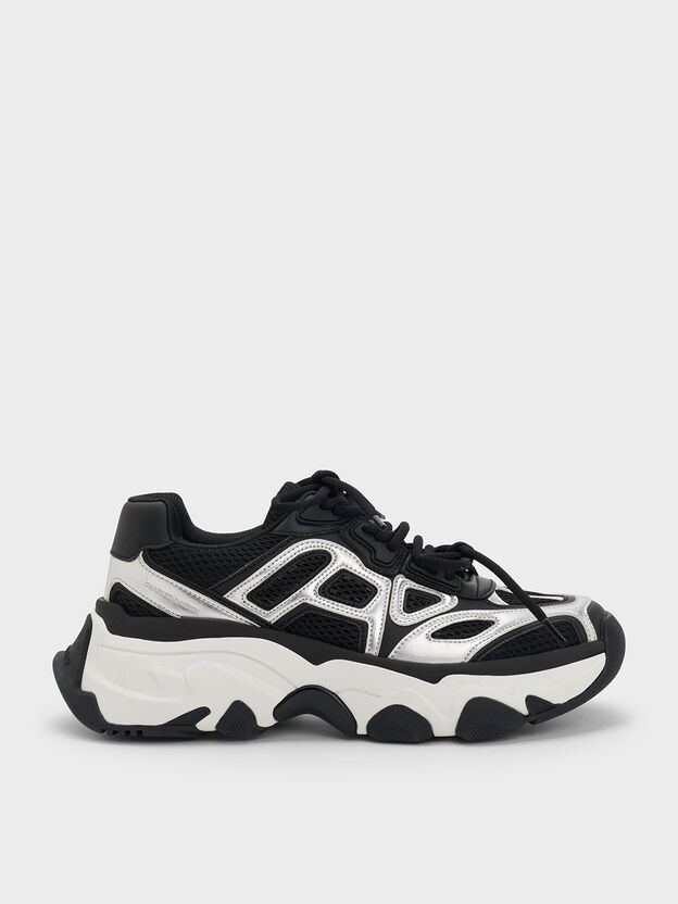 Gaskell Metallic Mesh Chunky Sneakers, Black, hi-res