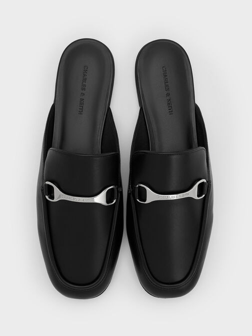 Leslie Metallic-Accent Mules, Black, hi-res
