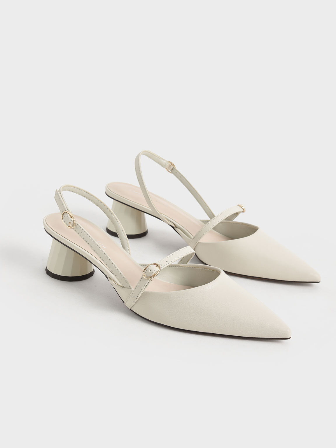 Cone Heel Slingback Pumps, Chalk, hi-res