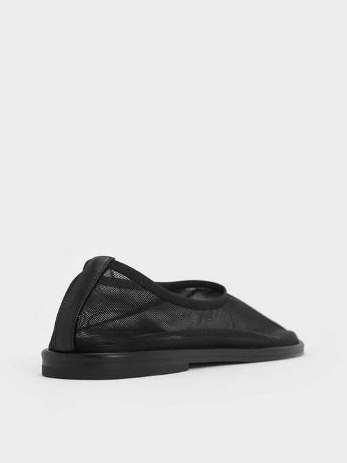 Mesh Ballet Flats, Black Textured, hi-res