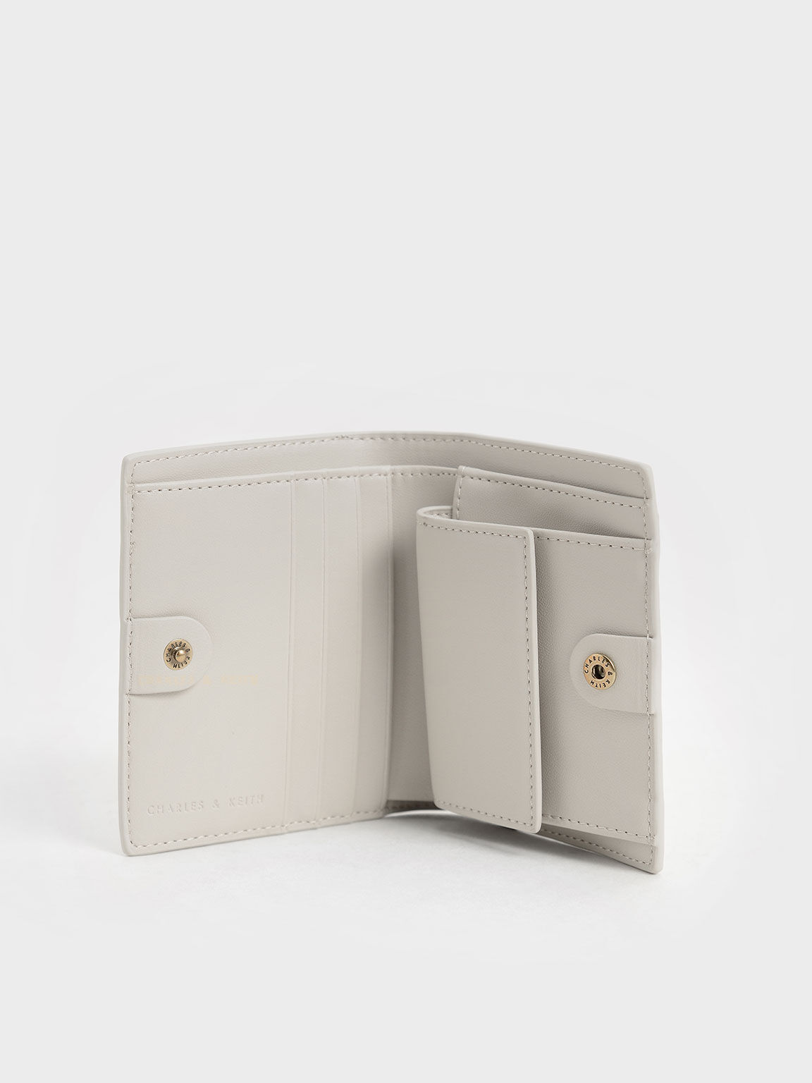 Evelynn Snap Button Mini Wallet, Light Grey, hi-res