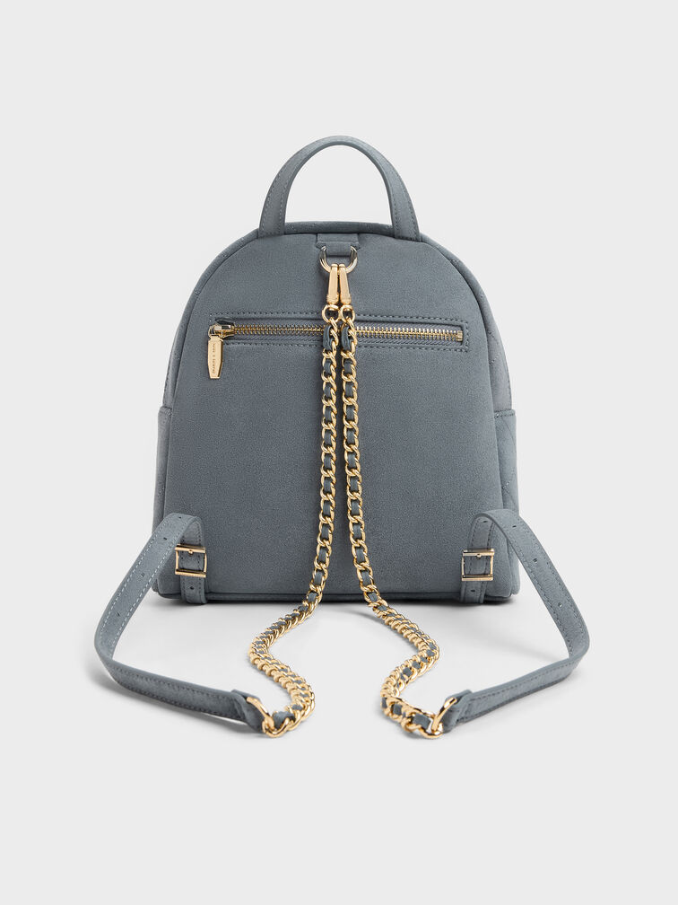 Alva Quilted Front-Pocket Backpack, Smoky Blue, hi-res